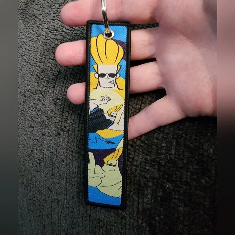 Johnny Bravo embroidered keychain unisex